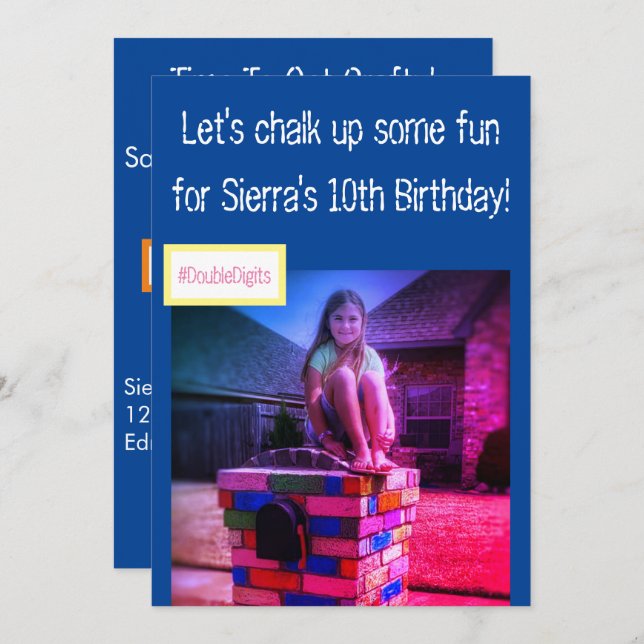 Invitation de la partie Peinture de la craie (Devant / Derrière)