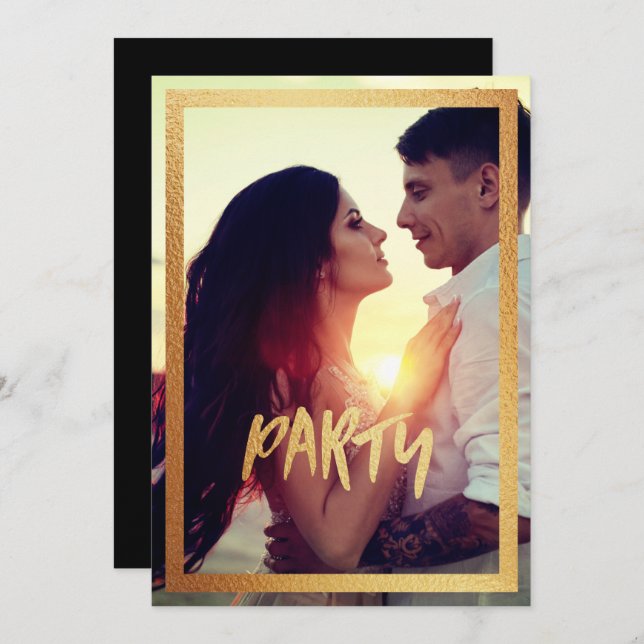 Invitation de la partie photo Fiançailles Gold Spa (Devant / Derrière)