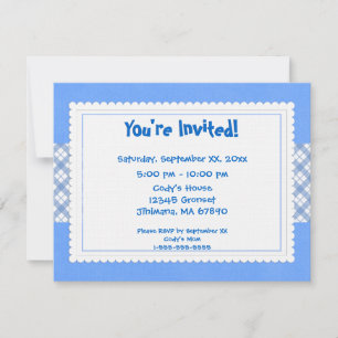 Invitation de la partie Plaid Bleu et Blanc