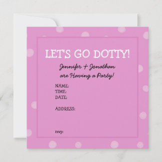 Invitation de la partie rose Dots peints