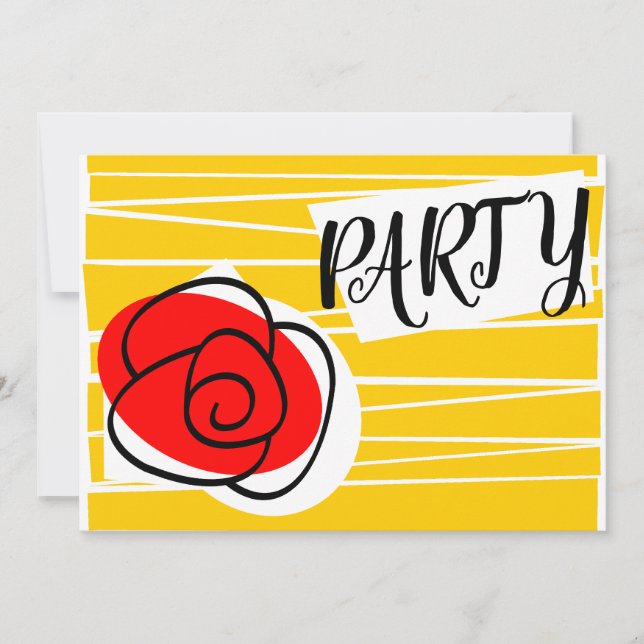 Invitation de la partie Rose espagnole horizontale (Devant)