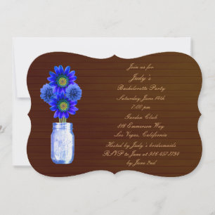 Invitation de la partie Rustic Blue Mason Jar Bach
