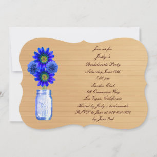 Invitation de la partie Rustic Blue Mason Jar Bach