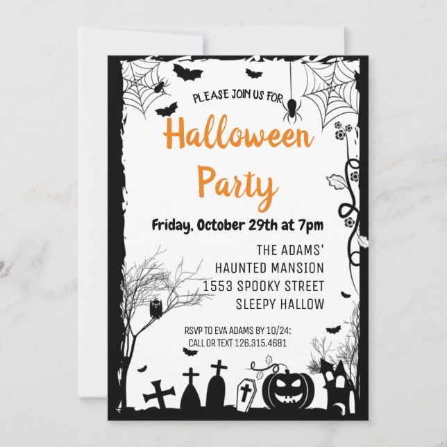 Invitation de la partie Spooktacular d'Halloween n (Devant)