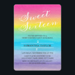 Invitation de la partie Sweet sixteen arc-en-ciel<br><div class="desc">Invitation de la partie Sweet sixteen arc-en-ciel aquarelle</div>