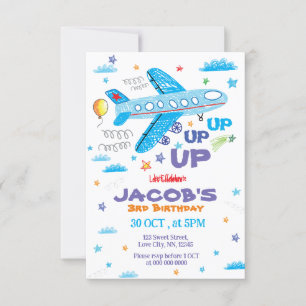 Invitation de la partie tirée à la main de l'avion