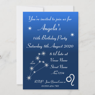 Invitation de la partie Zodiac Leo Galaxy