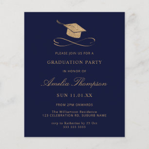 Invitation de la Parties scintillant bleu et or Bu