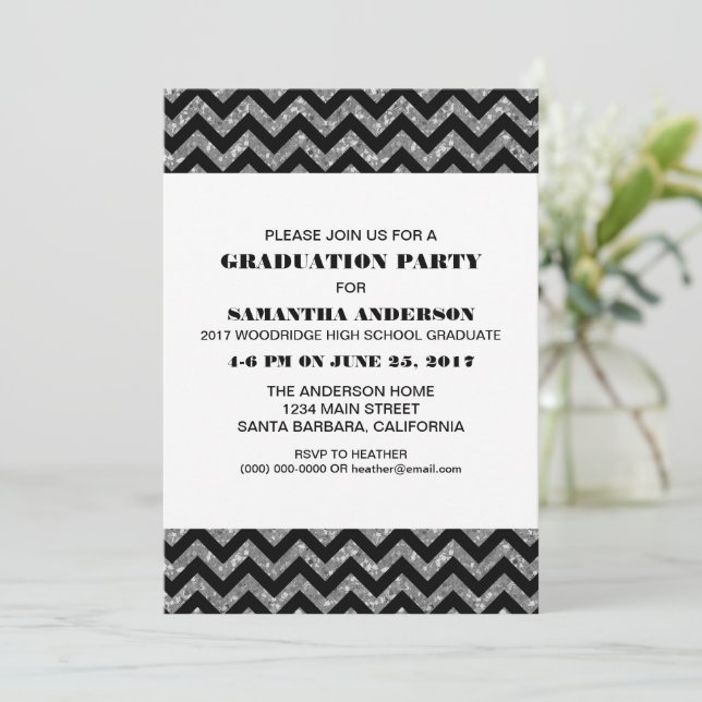 Invitation de la Parties scintillant Silver Chevro (Debout devant)