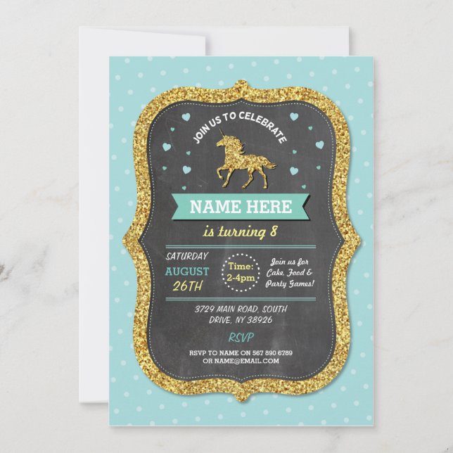 Invitation de la Parties scintillant Turquoise d'o (Devant)
