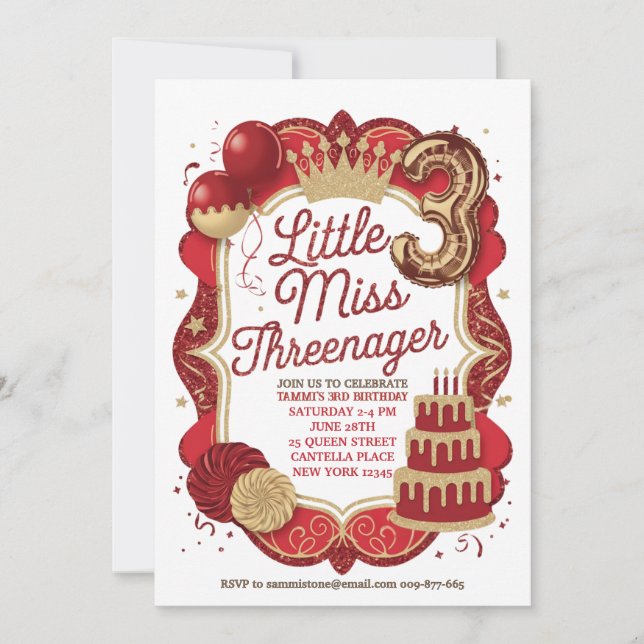 Invitation de la Petite Demoiselle Rouge Threenage (Devant)