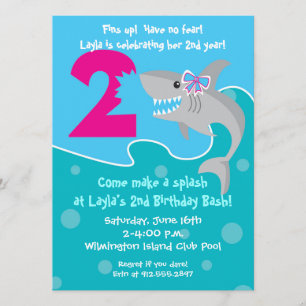 Invitation de la petite fille Shark Bite - 2e fête