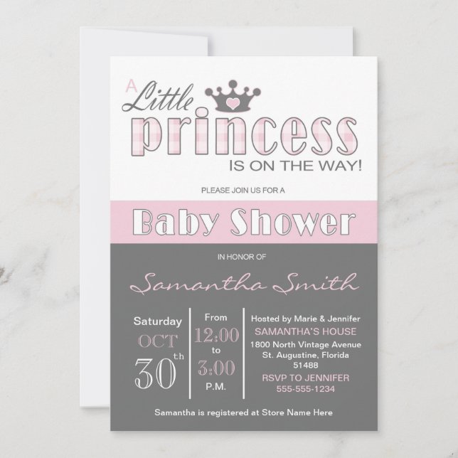 Invitation de la petite princesse Baby shower (Devant)