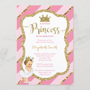 Invitation de la petite princesse Baby shower, Fau