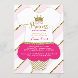 Invitation de la petite princesse Baby shower, Fau