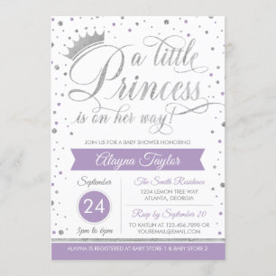 Invitation de la petite princesse Baby shower, Fau
