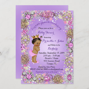 Invitation de la petite princesse Baby shower, or