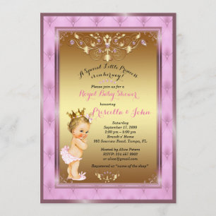 Invitation de la petite princesse Baby shower, ros