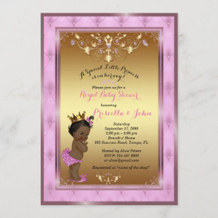 Invitation de la petite princesse Baby shower, ros