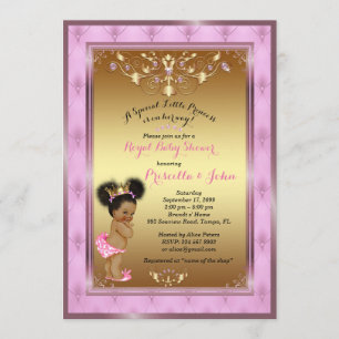 Invitation de la petite princesse Baby shower, ros