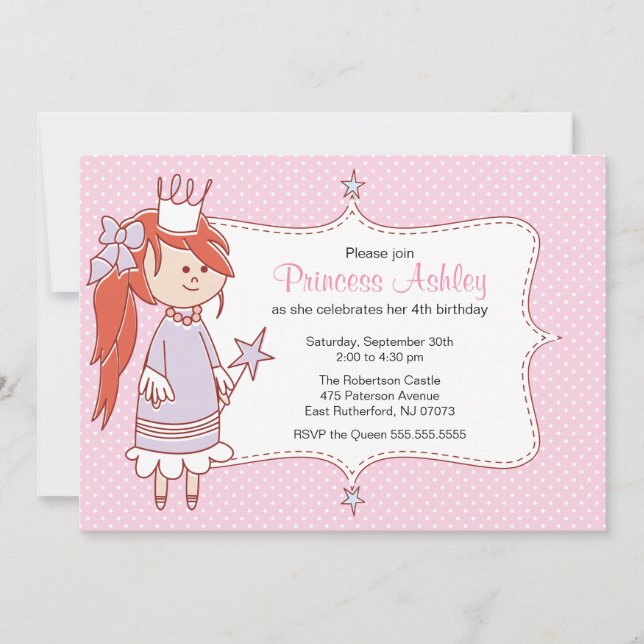 Invitation de la petite princesse - rose (Devant)