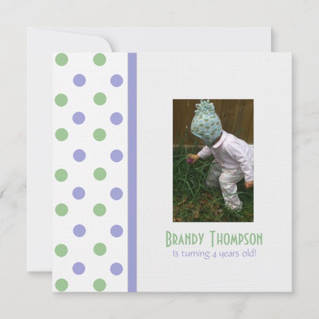 Invitation de la Polka Dot Party Purple & Green (Devant)
