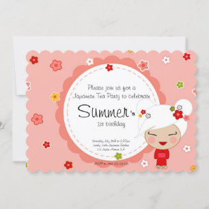 Invitation de la poupée Kokeshi à la fête japonais