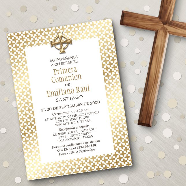 Invitation de la première communion d'or espagnole (Créateur téléchargé)
