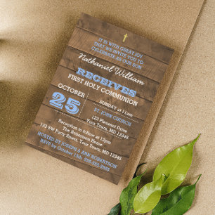 Invitation de la première communion en Bleu de Bar