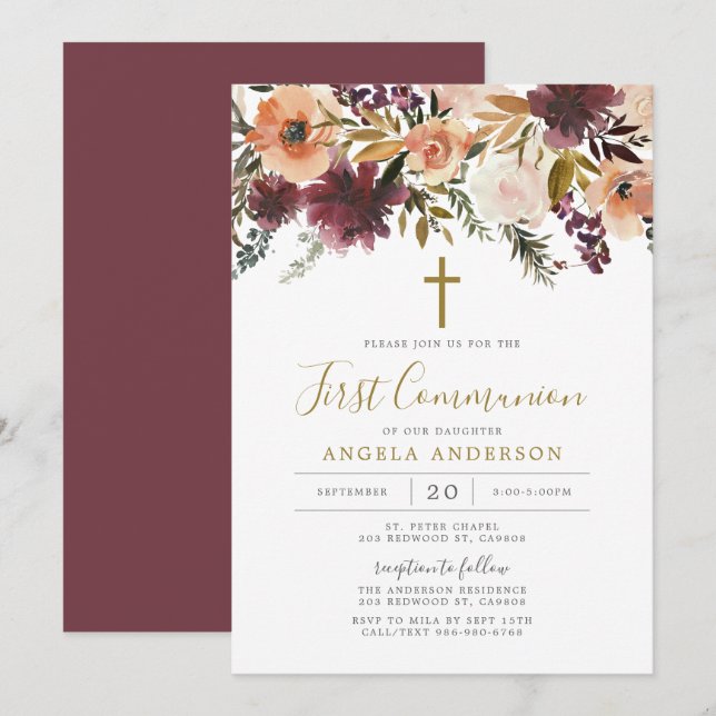 Invitation de la première communion florale de Bou (Devant / Derrière)