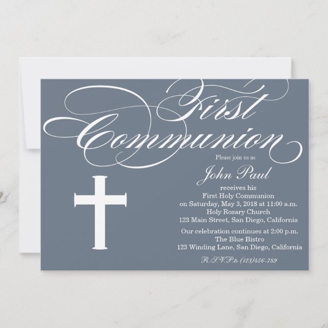Invitation de la première communion moderne et élé (Devant)