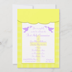 Invitation de la première communion sacrée Jaune