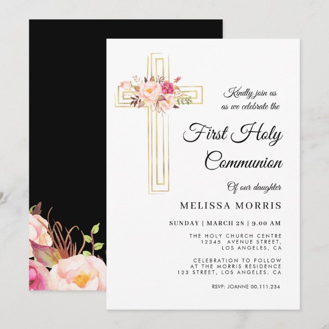 invitation de la première communion sainte (Devant / Derrière)