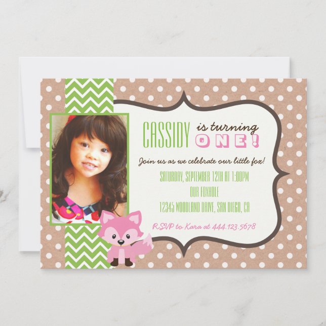 Invitation de la première fille de la fête d'anniv (Devant)