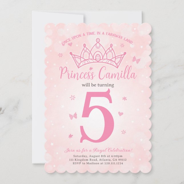 Invitation de la princesse Crown Pink (Devant)