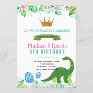 Invitation de la princesse et des dinosaures