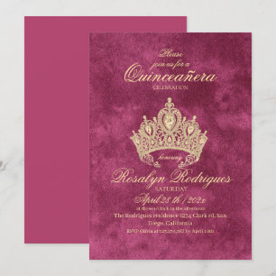 Invitation de la princesse rose or Quinceañera