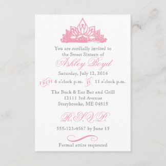 Invitation de la princesse rose Sweet sixteen