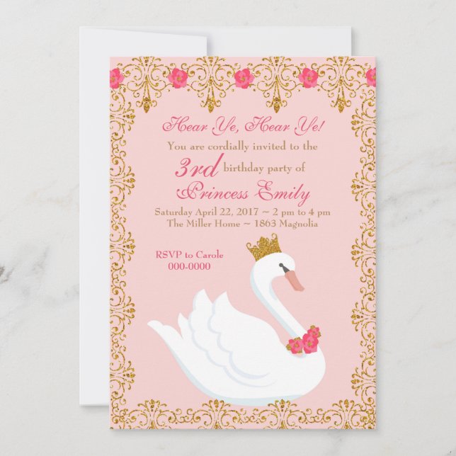 Invitation de la princesse Swan (Devant)