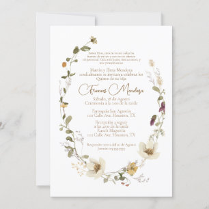 Invitation de la quinceañera Fleur sauvage