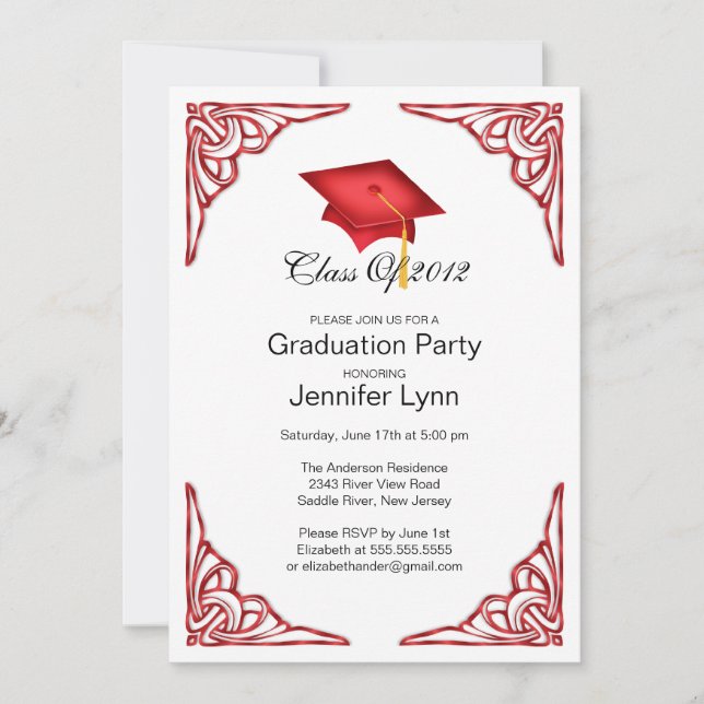 Invitation de la Red Grad Casquette Graduation Par (Devant)