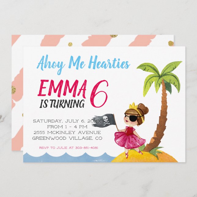 Invitation de la Reine Pirate (Devant / Derrière)