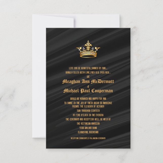 Invitation de la reine royale d'or de 5 po x 7 po (Devant)