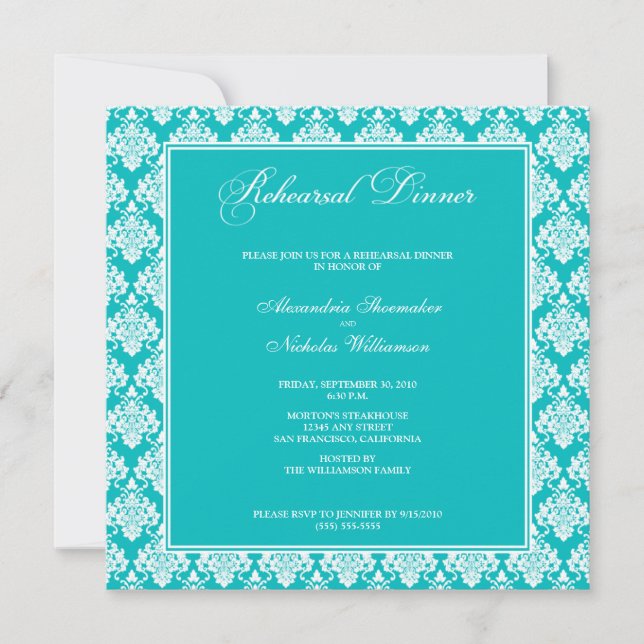 Invitation de la répétition de Damas (aqua) (Devant)