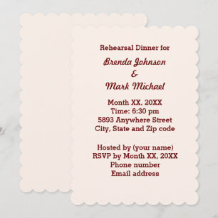 Invitation de la répétition de mariée et de chambr
