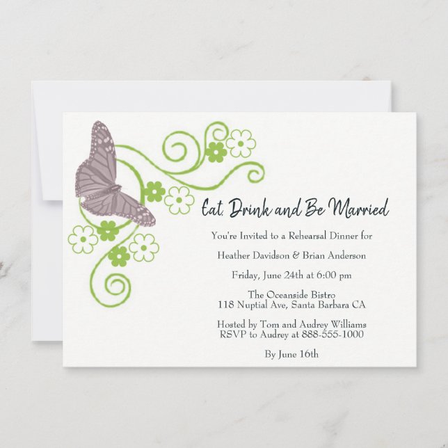 Invitation de la répétition de papillon rose (Devant)