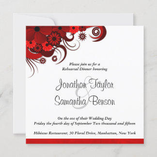 Invitation de la répétition Mariage blanc et rouge