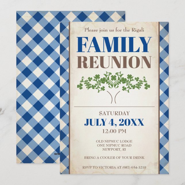 Invitation de la Réunion de famille, arbre, (Devant / Derrière)