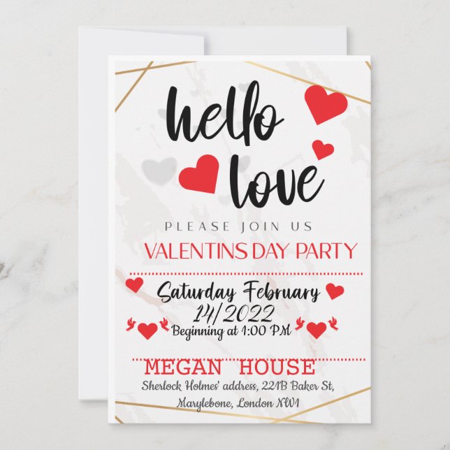 Invitation de la Saint Valentin (Devant)