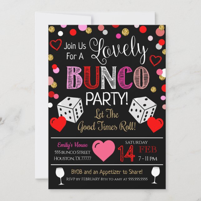 Invitation de la Saint Valentin Bunco Party (Devant)